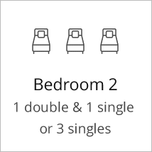 bedroom 2 - 1 Double & 1 Single or 3 Singles